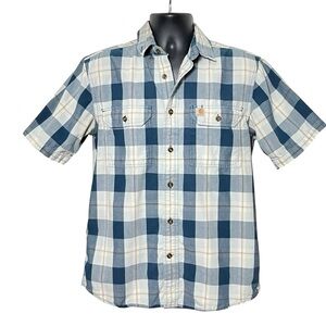 Carhartt Men's Plaid Button Down Shirt Size medium Blue/White